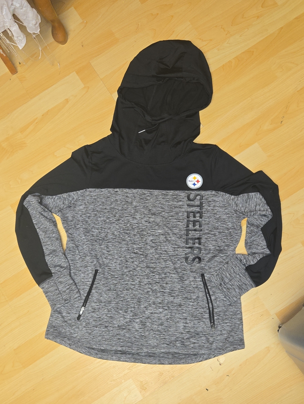 Men’s Black and Gray Hooded Pullover Sweater